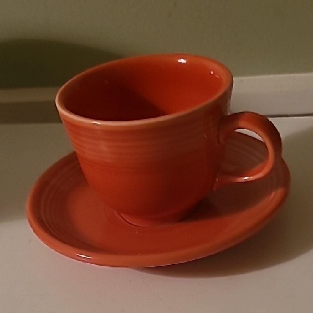 Fiestaware Orange Cup and Saucer Set